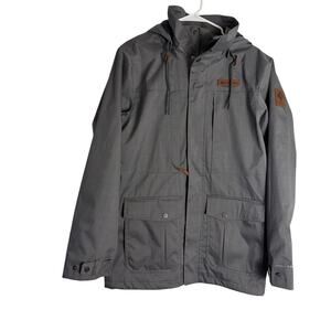 Columbia Men's Hooded Utility Rain Jacket Charcoal Grey Size S WM7215 Waterproof